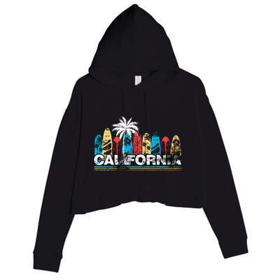 Los Angeles California Surfboard Theme Crop Fleece Hoodie