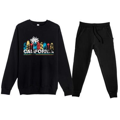 Los Angeles California Surfboard Theme Premium Crewneck Sweatsuit Set