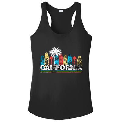 Los Angeles California Surfboard Theme Ladies PosiCharge Competitor Racerback Tank