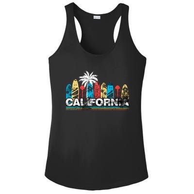 Los Angeles California Surfboard Theme Ladies PosiCharge Competitor Racerback Tank