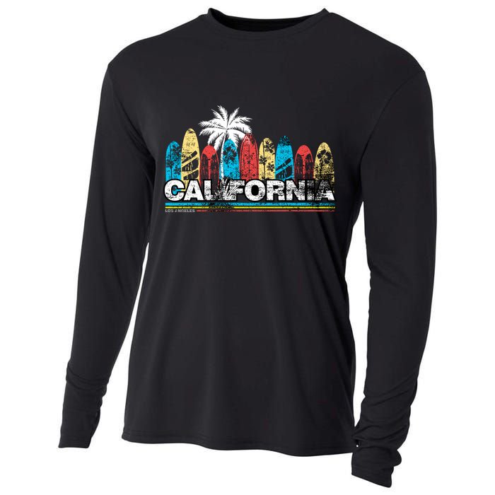 Los Angeles California Surfboard Theme Cooling Performance Long Sleeve Crew