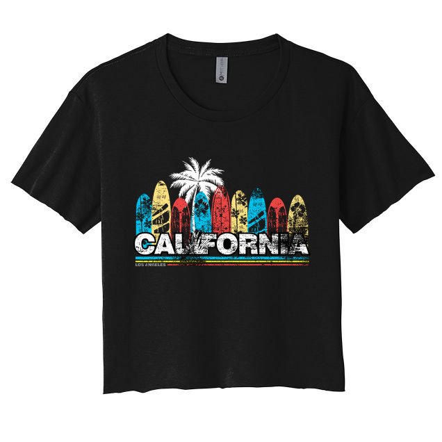 Los Angeles California Surfboard Theme Crop Top