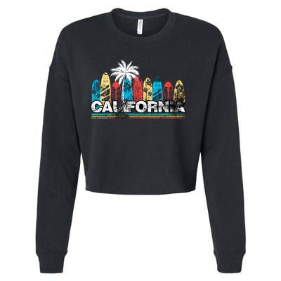 Los Angeles California Surfboard Theme Cropped Pullover Crew