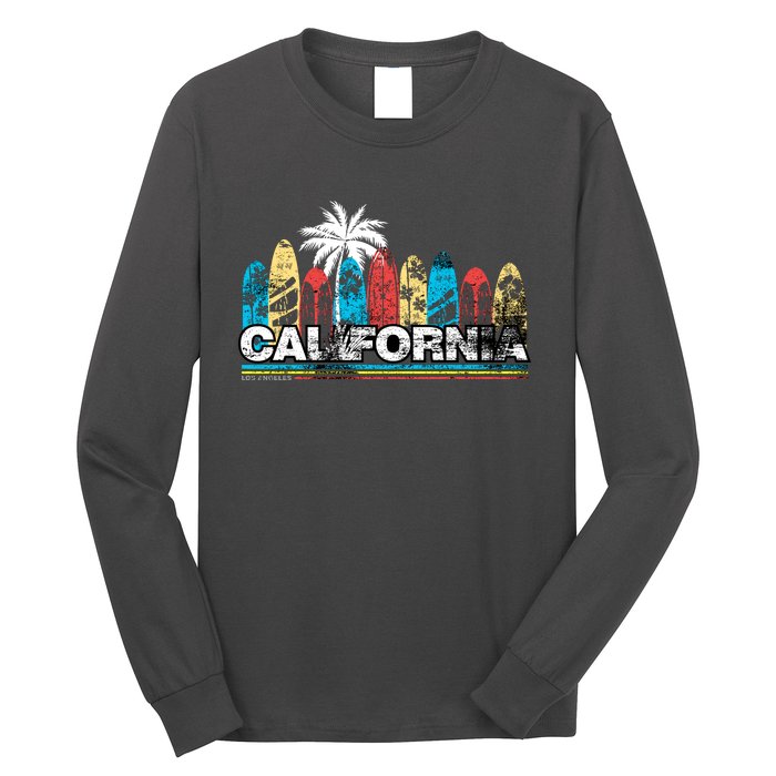 Los Angeles California Surfboard Theme Long Sleeve Shirt