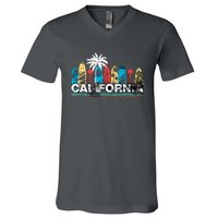 Los Angeles California Surfboard Theme V-Neck T-Shirt