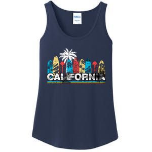 Los Angeles California Surfboard Theme Ladies Essential Tank