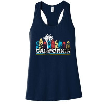 Los Angeles California Surfboard Theme Women's Racerback Tank