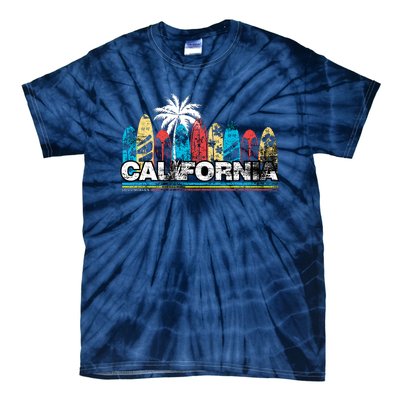 Los Angeles California Surfboard Theme Tie-Dye T-Shirt