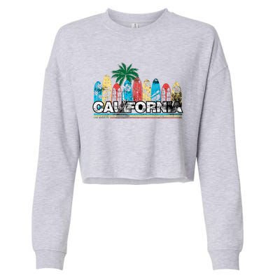 Los Angeles California Surfboard Theme Cropped Pullover Crew