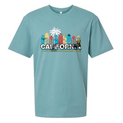 Los Angeles California Surfboard Theme Sueded Cloud Jersey T-Shirt