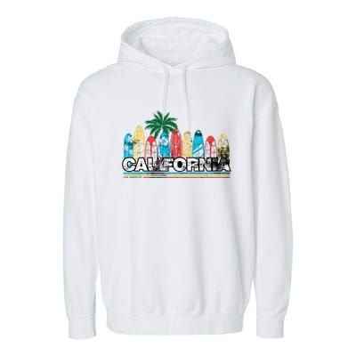 Los Angeles California Surfboard Theme Garment-Dyed Fleece Hoodie