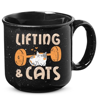 Lifting And Cats Funny Cat Lovers Gym Funny Weightlifting Cute Gift 15oz Campfire Ceramic Mug