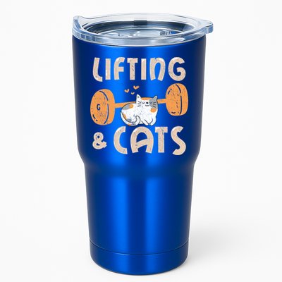 Lifting And Cats Funny Cat Lovers Gym Funny Weightlifting Cute Gift Tumbler