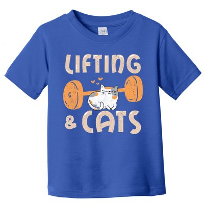 Lifting And Cats Funny Cat Lovers Gym Funny Weightlifting Cute Gift Toddler T-Shirt
