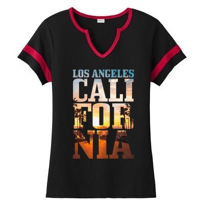 Los Angeles California Retro La Vintage Ladies Halftime Notch Neck Tee