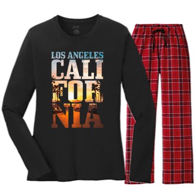 Los Angeles California Retro La Vintage Women's Long Sleeve Flannel Pajama Set 