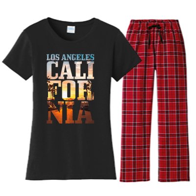 Los Angeles California Retro La Vintage Women's Flannel Pajama Set