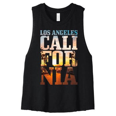 Los Angeles California Retro La Vintage Women's Racerback Cropped Tank