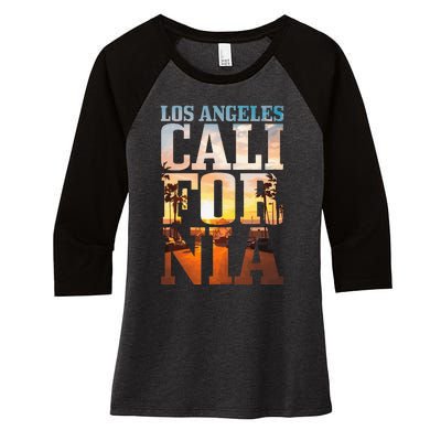 Los Angeles California Retro La Vintage Women's Tri-Blend 3/4-Sleeve Raglan Shirt