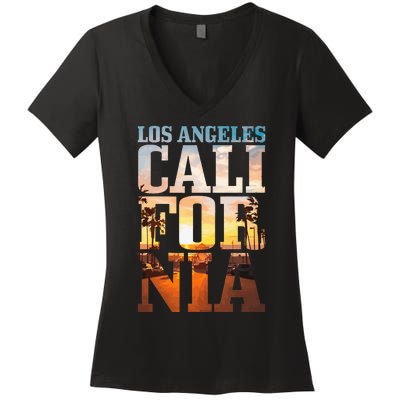 Los Angeles California Retro La Vintage Women's V-Neck T-Shirt