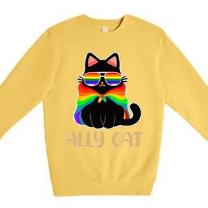 LGBT Ally Cat Be Kind Gay Rainbow Funny LGBTQ Gift Idea Premium Crewneck Sweatshirt