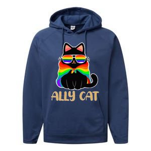 LGBT Ally Cat Be Kind Gay Rainbow Funny LGBTQ Gift Idea Performance Fleece Hoodie