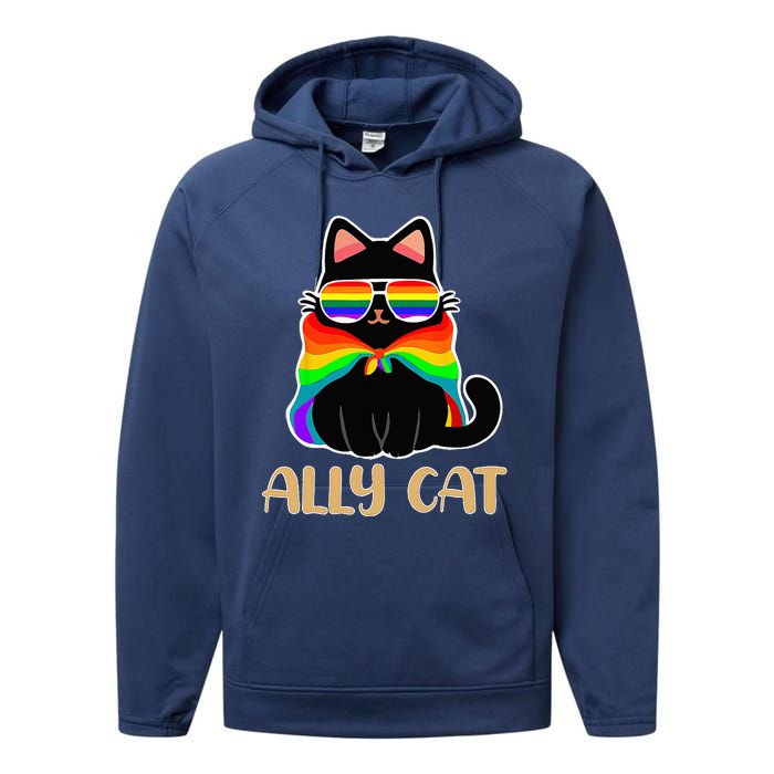 LGBT Ally Cat Be Kind Gay Rainbow Funny LGBTQ Gift Idea Performance Fleece Hoodie