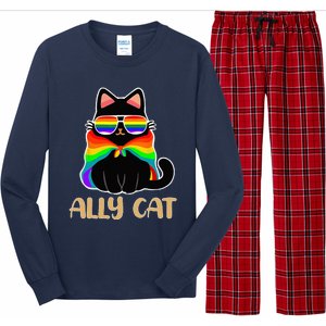 LGBT Ally Cat Be Kind Gay Rainbow Funny LGBTQ Gift Idea Long Sleeve Pajama Set