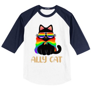 LGBT Ally Cat Be Kind Gay Rainbow Funny LGBTQ Gift Idea Baseball Sleeve Shirt