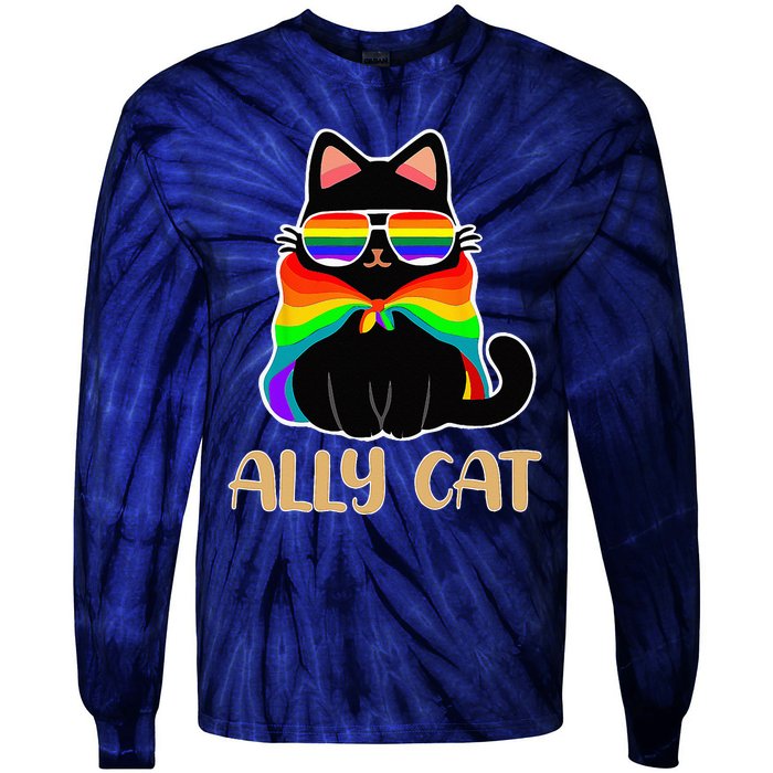 LGBT Ally Cat Be Kind Gay Rainbow Funny LGBTQ Gift Idea Tie-Dye Long Sleeve Shirt