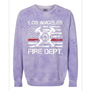 Los Angeles California Fire Department Thin Red Line Fireman Colorblast Crewneck Sweatshirt