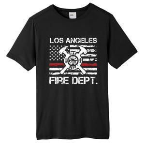 Los Angeles California Fire Department Thin Red Line Fireman Tall Fusion ChromaSoft Performance T-Shirt