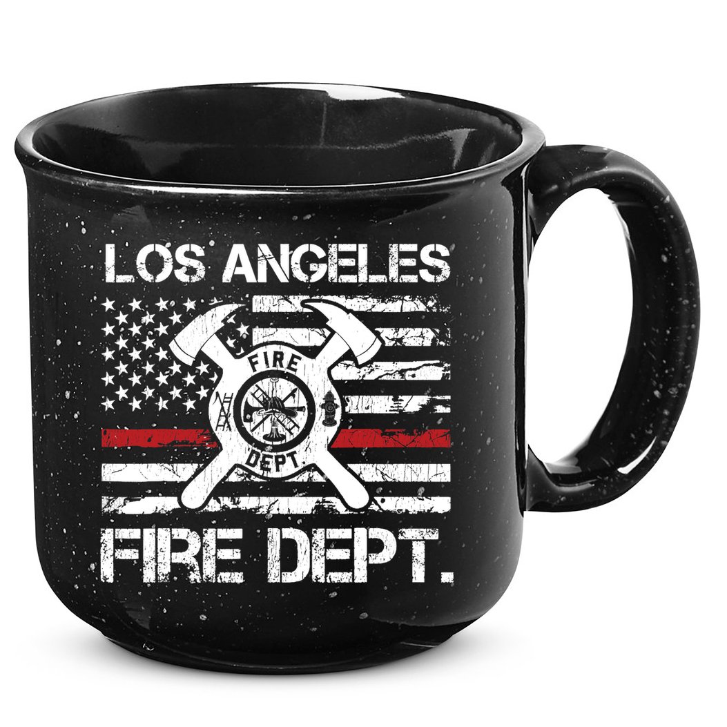 Los Angeles California Fire Department Thin Red Line Fireman 15oz Campfire Ceramic Mug