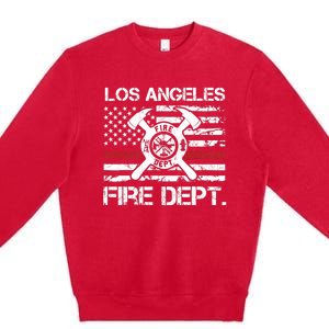 Los Angeles California Fire Department Thin Red Line Fireman Premium Crewneck Sweatshirt