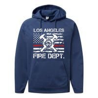 Los Angeles California Fire Department Thin Red Line Fireman Performance Fleece Hoodie