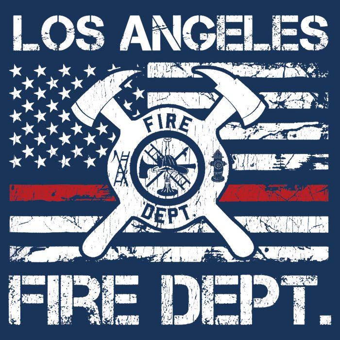 Los Angeles California Fire Department Thin Red Line Fireman T-Shirt