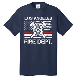 Los Angeles California Fire Department Thin Red Line Fireman Tall T-Shirt