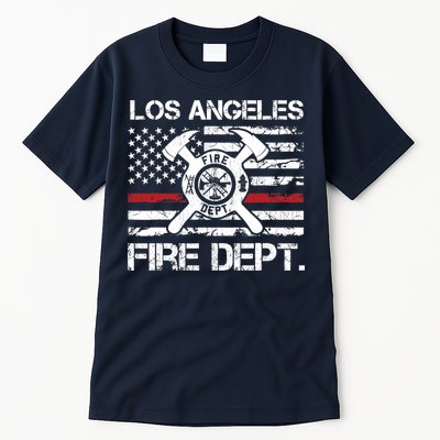 Los Angeles California Fire Department Thin Red Line Fireman Tall T-Shirt