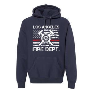 Los Angeles California Fire Department Thin Red Line Fireman Premium Hoodie