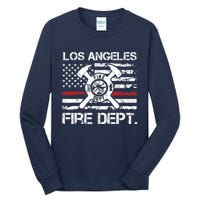 Los Angeles California Fire Department Thin Red Line Fireman Tall Long Sleeve T-Shirt