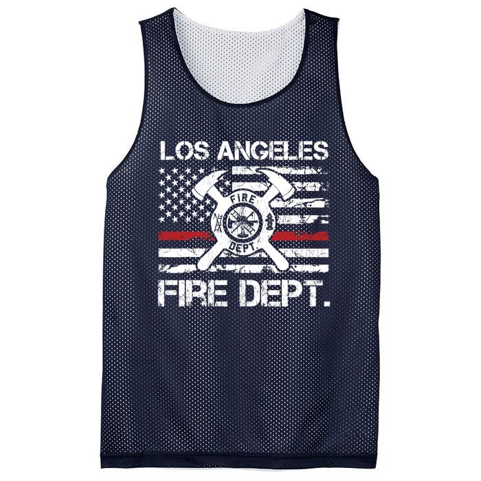 Los Angeles California Fire Department Thin Red Line Fireman Mesh Reversible Basketball Jersey Tank