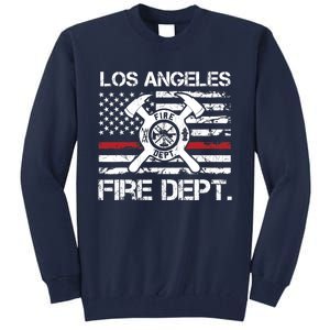 Los Angeles California Fire Department Thin Red Line Fireman Tall Sweatshirt