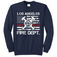 Los Angeles California Fire Department Thin Red Line Fireman Tall Sweatshirt