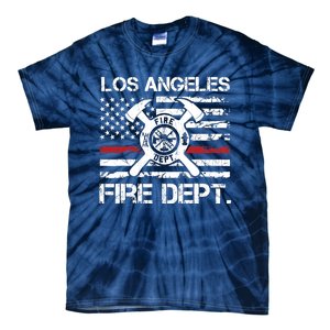 Los Angeles California Fire Department Thin Red Line Fireman Tie-Dye T-Shirt