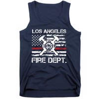 Los Angeles California Fire Department Thin Red Line Fireman Tank Top