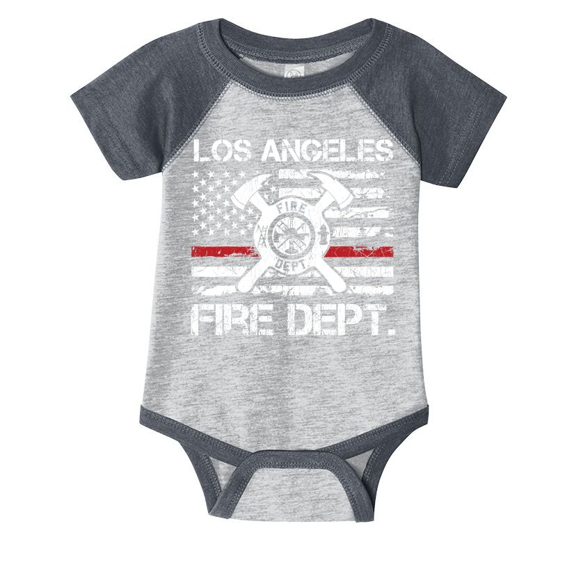 Los Angeles California Fire Department Thin Red Line Fireman Infant Baby Jersey Bodysuit