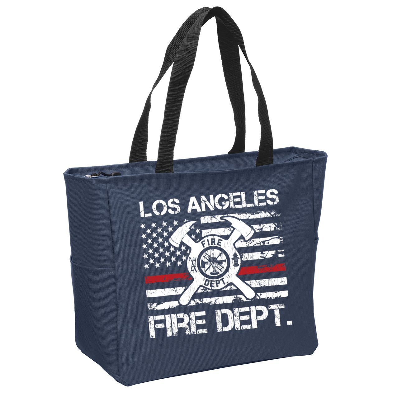 Los Angeles California Fire Department Thin Red Line Fireman Zip Tote Bag