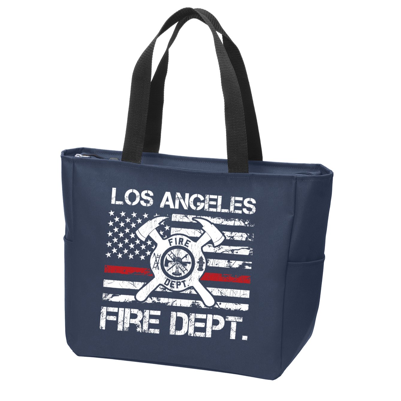 Los Angeles California Fire Department Thin Red Line Fireman Zip Tote Bag