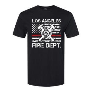 Los Angeles California Fire Department Thin Red Line Fireman Softstyle CVC T-Shirt