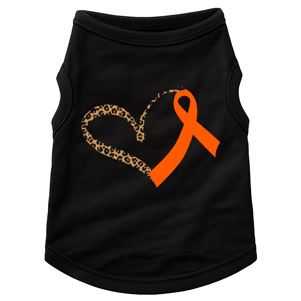 Leukemia Awareness Cancer Leopard Print Heart Orange Ribbon Meaningful Gift Doggie Tank